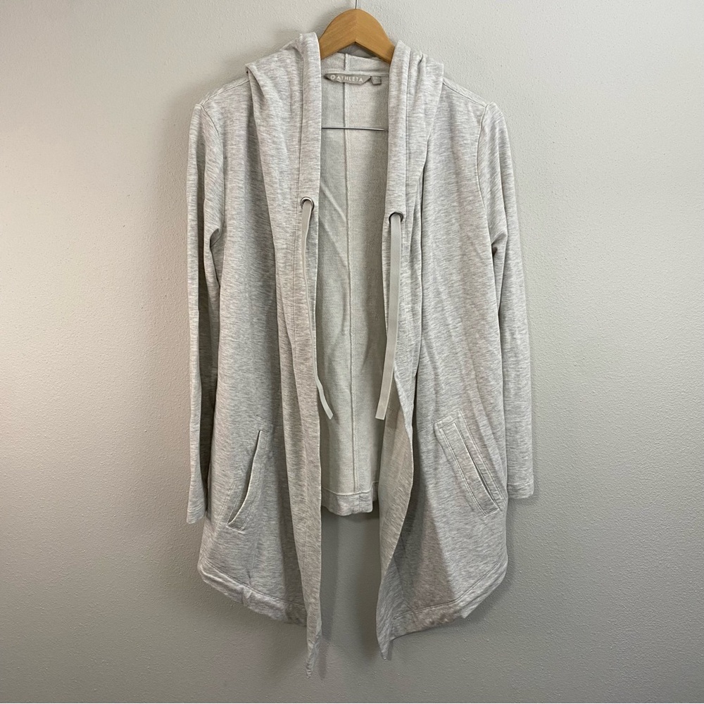 Athleta Hooded Open Front Cardigan Sweater Heather Gray Women’s Small